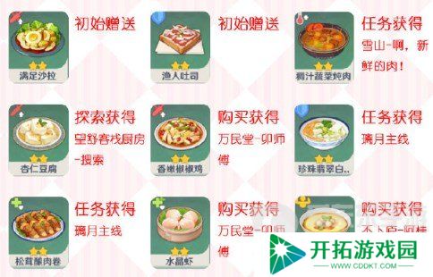 原神最新食谱大全 原神最新食谱图鉴