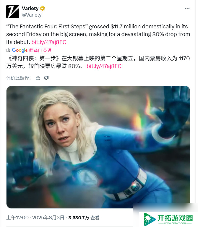 《神奇四侠：初露锋芒》票房危？美国本土第二个周五大跌80%